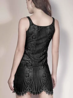 Alle Negligés|Kurze Unterkleider^Escora Spitze Negligé JOSEPHINE von schwarz oder altrosa