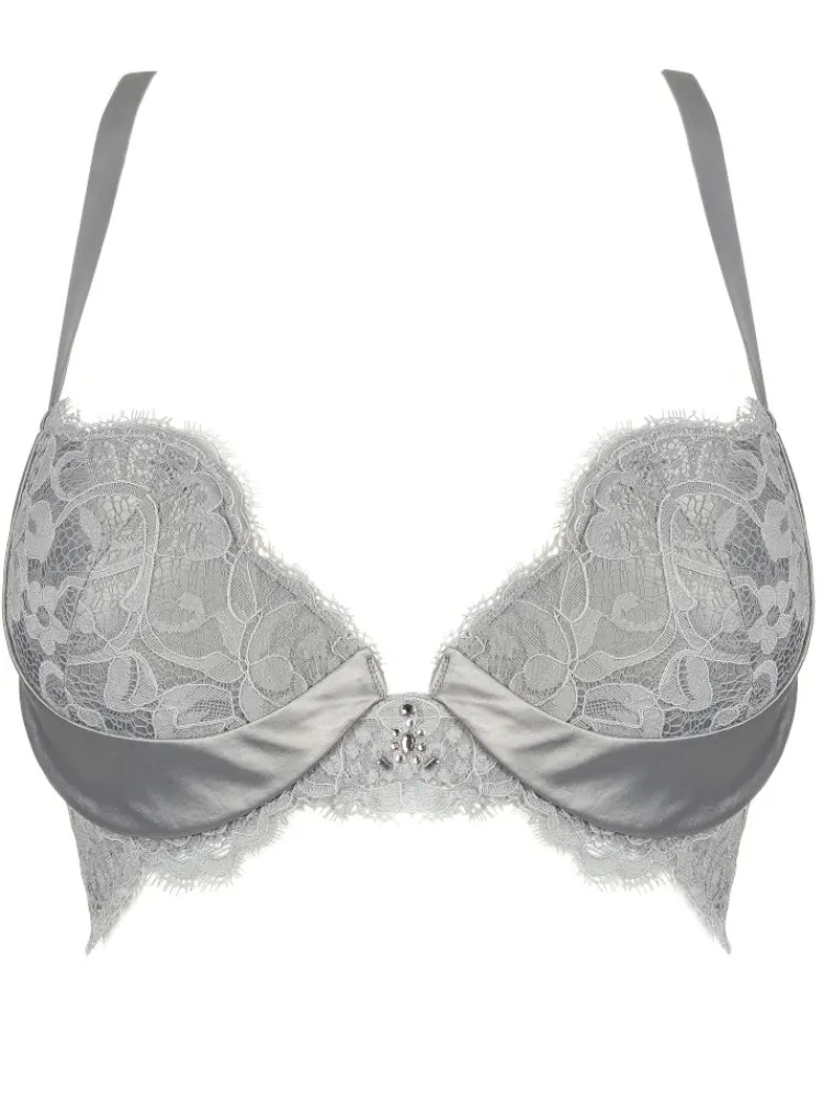 Alle Bhs^Prelude Spitze Push-Up BH mit Schmuck MARLENE uni von Milano schwarz oder silbergrau