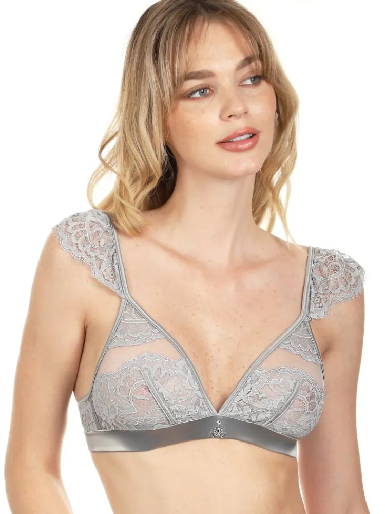 Alle Bhs^Prelude Spitze Triangel BH MARLENE uni von Milano schwarz oder silbergrau