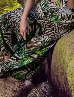 Strandhose & Jumpsuit^Nicole Olivier Strand Hose EMOTION grün von beige braun mit grün