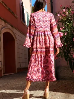 Strandkleider & Sommerkleider|Kleider^Laetitia Beachwear Strandkleid mit Seide BERENICE ROSA beere-lila von beere lila mit Häkel Applikationen