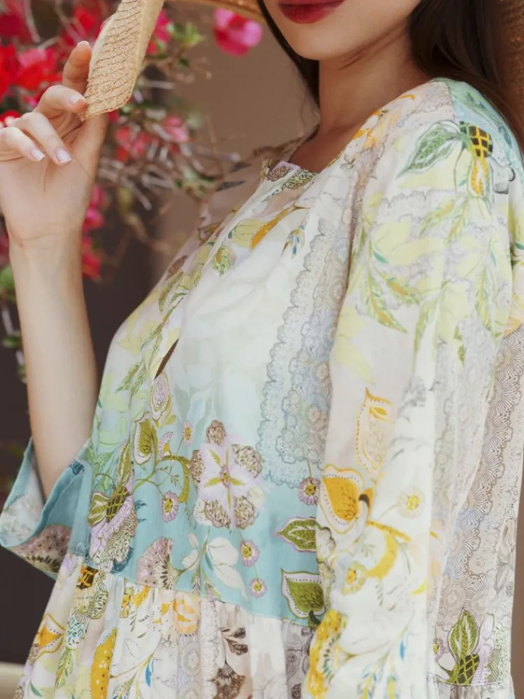 Strandkleider & Sommerkleider^Eva B. Bitzer Strandkleid PANAREA limette-türkis von limette-türkis bedruckt