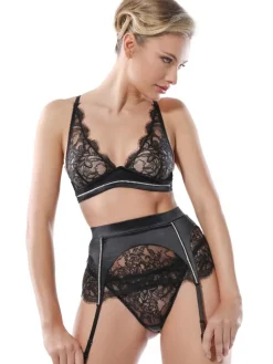 Alle Strapse^Prelude Strapsgürtel VALSE CRYSTAL mit Glitzersteinchen von Milano schwarz und eisblau