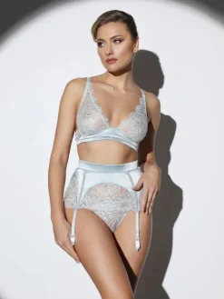 Alle Strapse^Prelude Strapsgürtel VALSE CRYSTAL mit Glitzersteinchen von Milano schwarz und eisblau