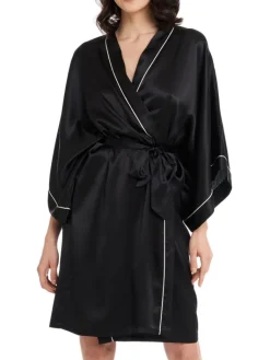 Morgenmantel Kurz|Morgenmantel Aus Satin^Gattina Stretchseide Kimono Mailin uni von