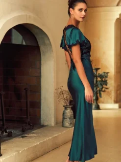 Seidenneglige|Seidennachthemd^Marjolaine Stretchseide Nachtkleid lang REINE No. 3 von naturweiss oder petrolgrün mit schwarz