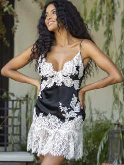 Seidenneglige|Seidennachthemd^Marjolaine Stretchseide Nuisette RUBY von