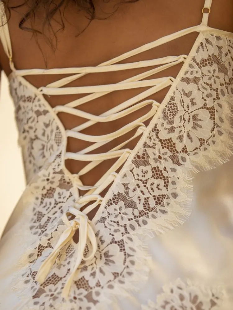 Seidenneglige|Seidennachthemd^Marjolaine Stretchseide Nuisette RUBY kurz von