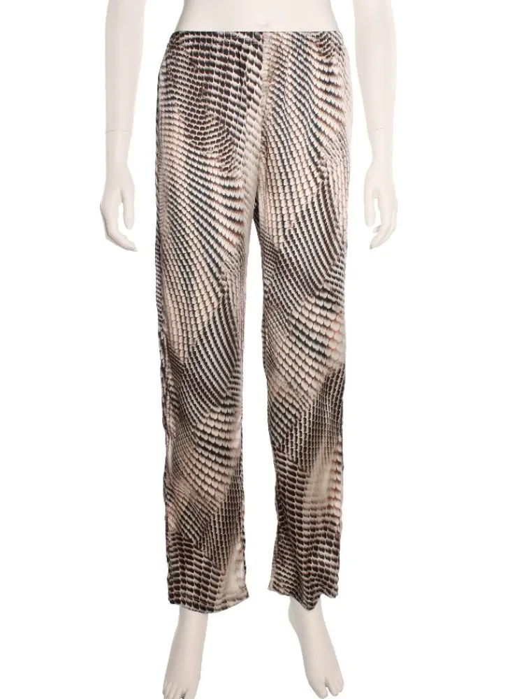 Lounge-Wear|Alle Unterteile^Gattina Stretchseide Pyjama- Hose BOA schwarz-weiß von schwarz-weiß mit kastanienbraun