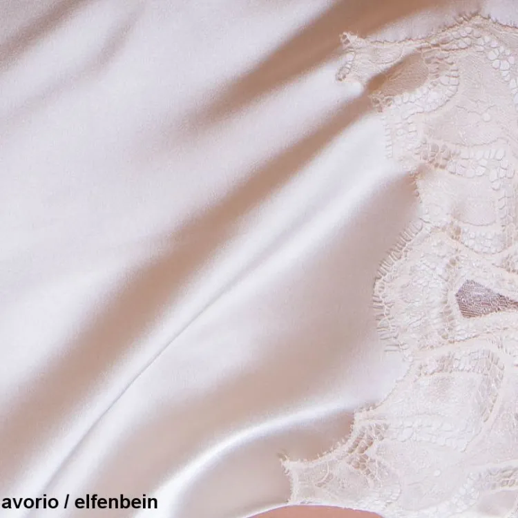 Tops Mit Spitze|Spaghettiträger Tops^Cotton Club Stretchseidentop IMINYE exklusiv von elfenbein-weiß oder schwarz