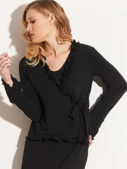 Lounge-Wear|Langarm^Chiara Fiorini Strickjäckchen von mit Wolle schwarz