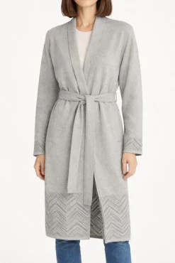 Lounge-Wear|Strickjacken & -Mäntel^Paolucci Strickmantel mittellang VALTENA Wollmix von wollweiß/beige oder grau