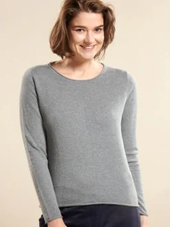 Lounge-Wear|Langarm^Kokon Zwo Strickpullover No. 2 Bio Baumwolle von mit Kaschmir indigoblau oder dunkelgrau