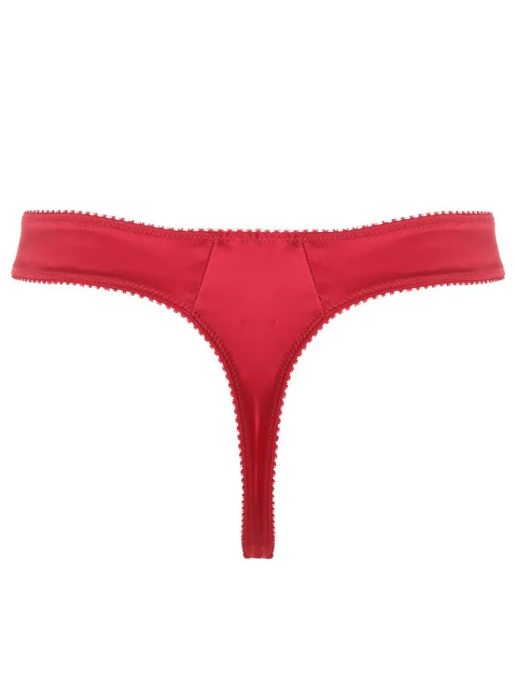 Alle Strings|Alle Unterteile^Prelude String BLACK SWAN Satin von Milano schwarz und rot