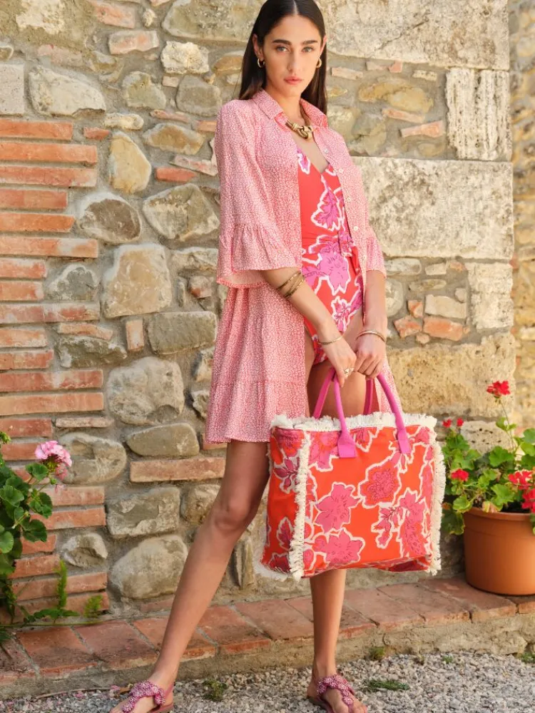 Badeanzug & Bikini^Chiara Fiorini Träger Badeanzug ARANCIO pink-orange von orangerot mit altrosa pink auf naturweiß