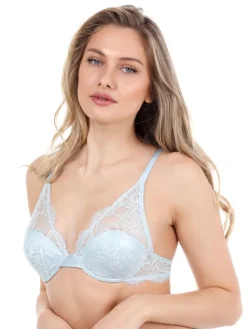 Alle Bhs^Prelude Triangel BH VALSE aus Spitze von Milano schwarz und eisblau