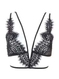 Alle Bhs^Prelude Triangel Longline BH BLACK SWAN aus Spitze von Milano schwarz und rot