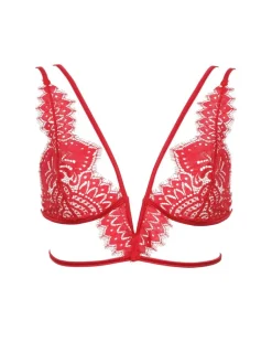 Alle Bhs^Prelude Triangel Longline BH BLACK SWAN aus Spitze von Milano schwarz und rot