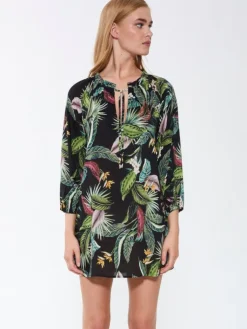 Kaftan, Tunika & Pareo^Fu00fcrstenberg Tunika EXOTIC LEAVES von Fürstenberg aus Viscose schwarz grün