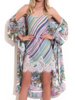 Strandkleider & Sommerkleider|Freizeit- & Reisekleidung^Chiara Fiorini Viscose Nachthemd GRÜN LILA von