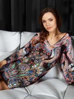 Strandkleider & Sommerkleider|Kaftan, Tunika & Pareo^Gattina Viscose Tunika ORNELLA aubergine-bunt von