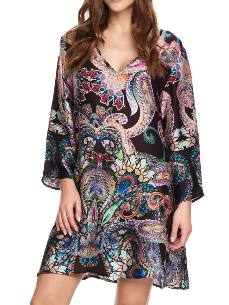 Strandkleider & Sommerkleider|Kaftan, Tunika & Pareo^Gattina Viscose Tunika ORNELLA aubergine-bunt von