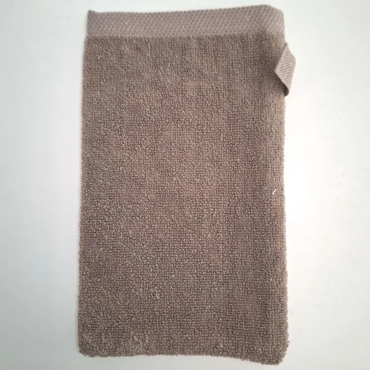 Bad Und Sauna^Aleta Waschhandschuh Halbleinen Doubleface Frottee 14 x 23 cm von taupe mit grau Doubleface