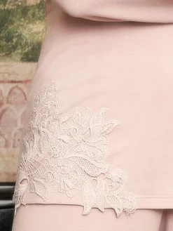 Lounge-Wear|Feine Pyjamas^IMEC Winter Pyjama ELIZABETH alt-rosa aus Modal von alt-rosa mit Spitze