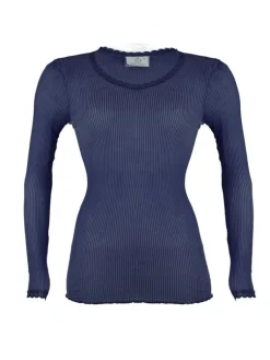 Shirt Mit Spitze|Wolle-Seide Shirts^Madiva Wolle-Seide Langarm Shirt BREEZE M/L gerippt von Ecofuture®