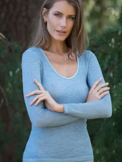 Wolle-Seide Shirts|Langarm^Madiva Wolle-Seide Langarm Shirt RUGIADA ML Pflanzenfarbe von Ecofuture®