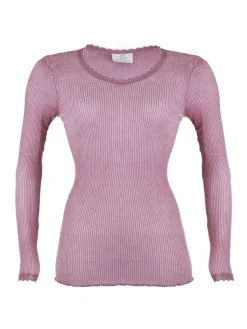Shirt Mit Spitze|Wolle-Seide Shirts^Madiva Wolle-Seide Langarm Shirt BREEZE M/L gerippt uni von Ecofuture®