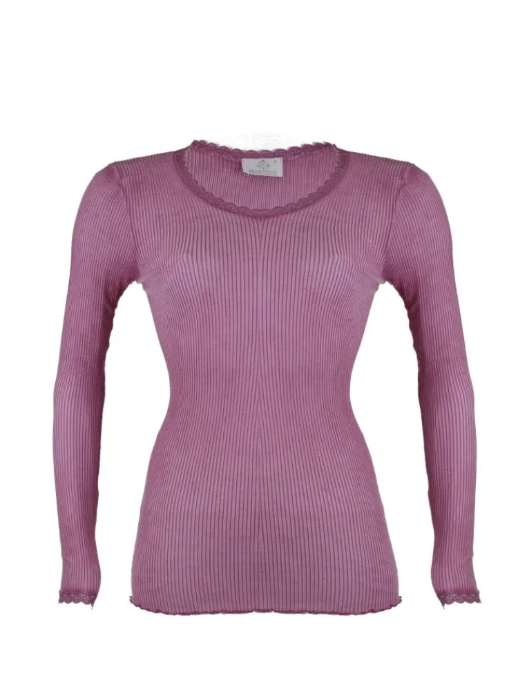 Shirt Mit Spitze|Wolle-Seide Shirts^Madiva Wolle-Seide Langarm Shirt BREEZE M/L gerippt uni von Ecofuture®