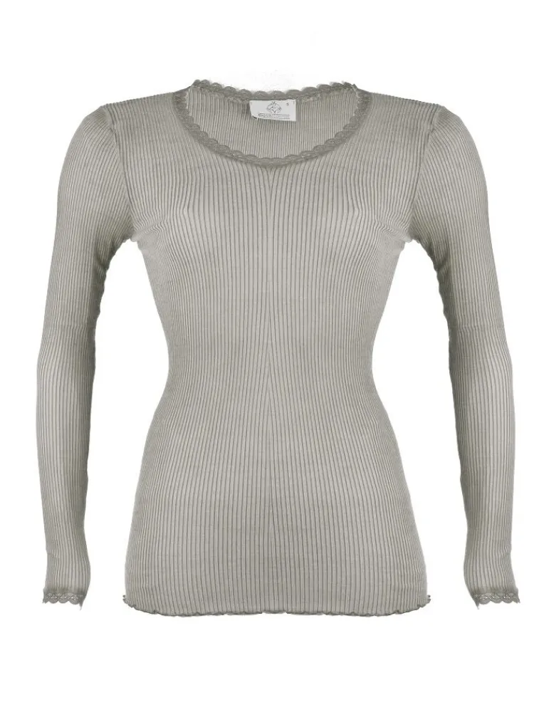 Shirt Mit Spitze|Wolle-Seide Shirts^Madiva Wolle-Seide Langarm Shirt BREEZE M/L gerippt uni von Ecofuture®