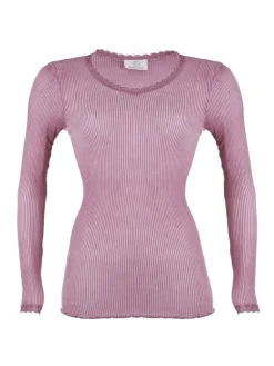 Shirt Mit Spitze|Wolle-Seide Shirts^Madiva Wolle-Seide Langarm Shirt BREEZE M/L gerippt uni von Ecofuture®