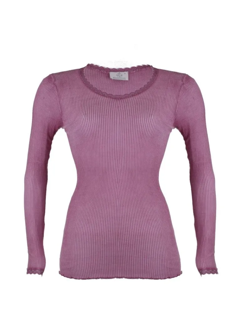 Shirt Mit Spitze|Wolle-Seide Shirts^Madiva Wolle-Seide Langarm Shirt BREEZE M/L gerippt uni von Ecofuture®