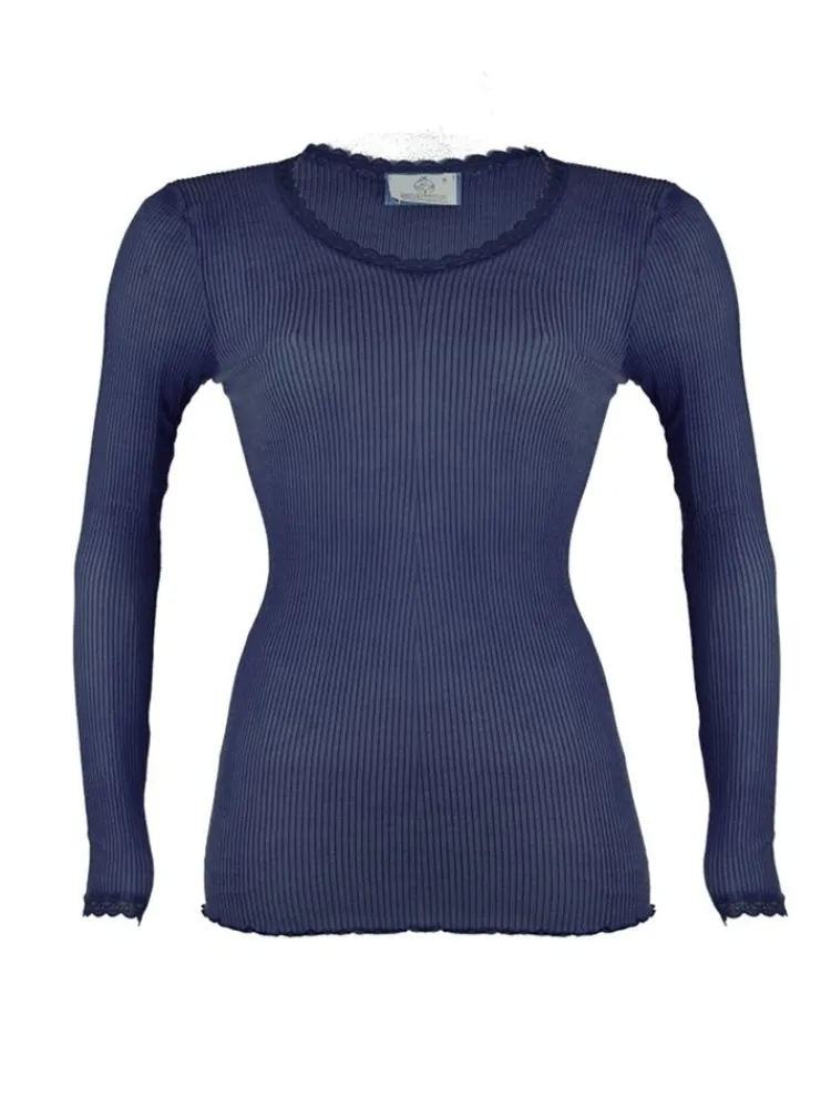 Shirt Mit Spitze|Wolle-Seide Shirts^Madiva Wolle-Seide Langarm Shirt BREEZE M/L gerippt uni von Ecofuture®