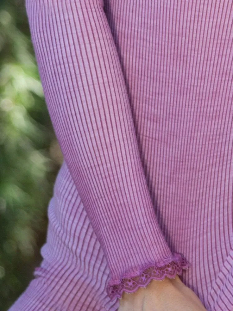 Shirt Mit Spitze|Wolle-Seide Shirts^Madiva Wolle-Seide Langarm Shirt BREEZE M/L gerippt uni von Ecofuture®