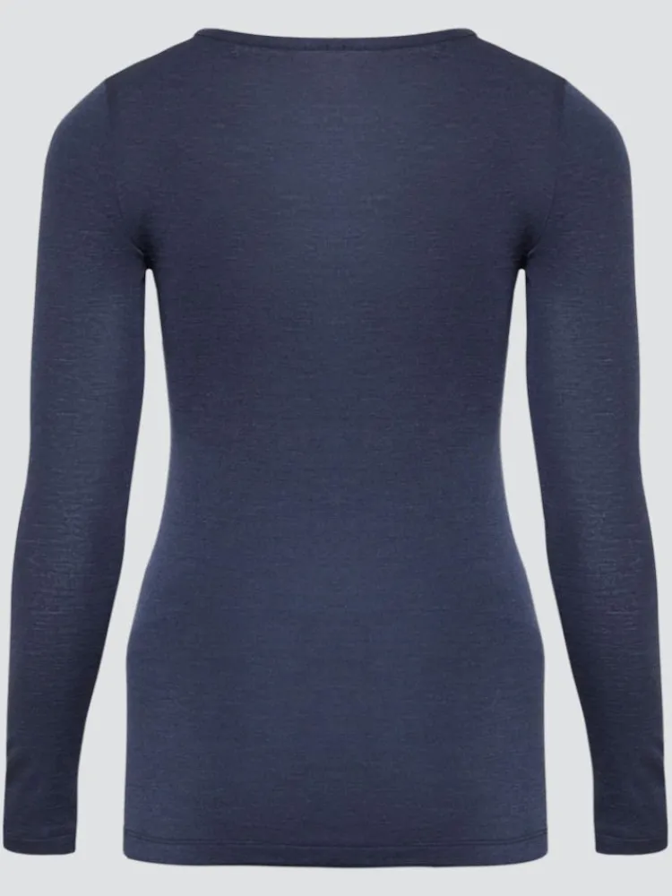 Shirt Mit Spitze|Wolle-Seide Shirts^comazo | earth Wolle-Seide Langarm Shirt 2703 in comazo|earth dunkelblau