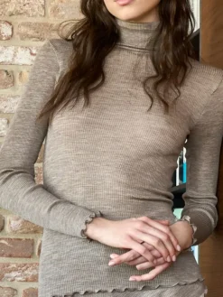 Wolle-Seide Shirts|Mit Rollkragen^Boglietti Wolle-Seide Rippjersey Rollkragenshirt OVADA von in graubeige