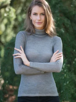 Wolle-Seide Shirts|Mit Rollkragen^Madiva Wolle-Seide Rollkragenshirt BRINA Pflanzenfarbe von Ecofuture®