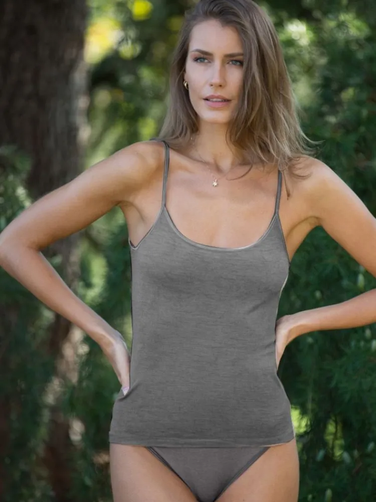 Wolle-Seide Tops|Spaghettiträger Tops^Madiva Wolle-Seide Spaghetti Top RUGIADA S/S edel Ecofuture®