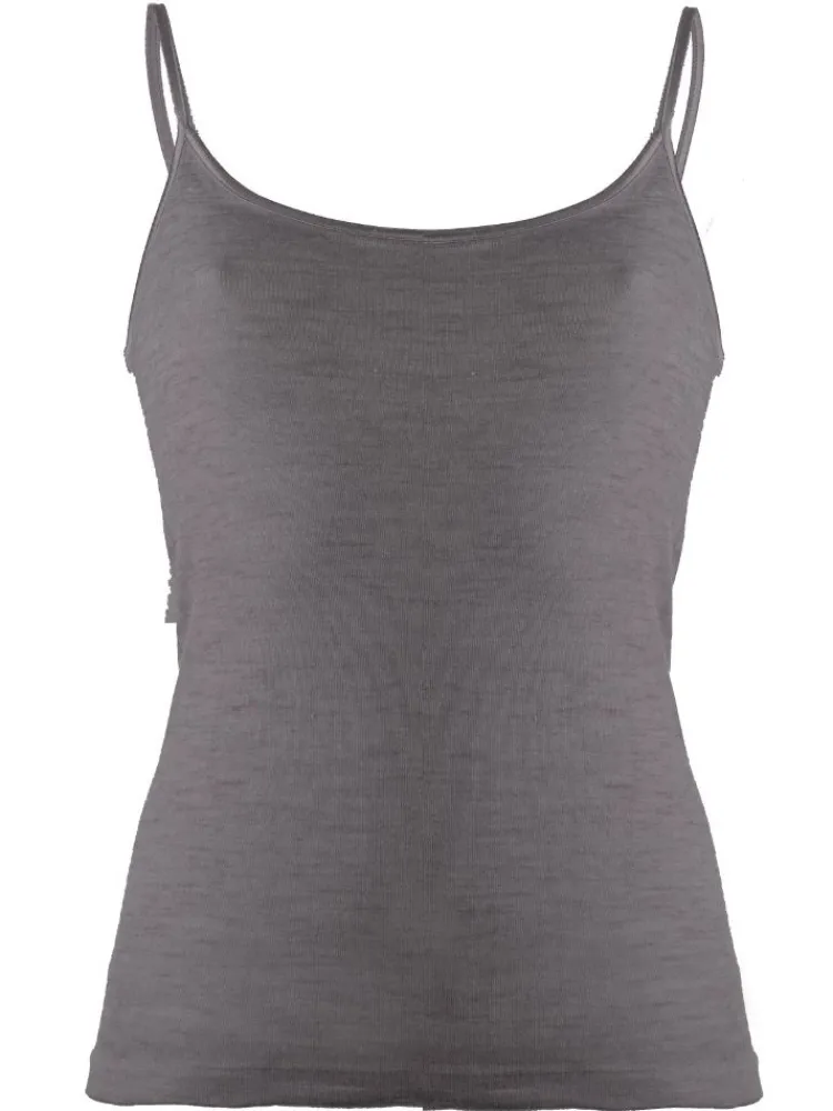 Wolle-Seide Tops|Spaghettiträger Tops^Madiva Wolle-Seide Spaghetti Top RUGIADA S/S Pflanzenfarbe uni Ecofuture®