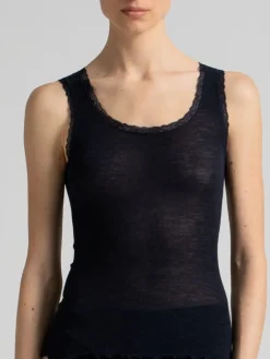 Tops Mit Spitze|Wolle-Seide Tops^Boglietti Wolle-Seide Träger Unterhemd OROSEI von in schwarz