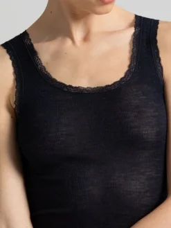 Tops Mit Spitze|Wolle-Seide Tops^Boglietti Wolle-Seide Träger Unterhemd OROSEI von in schwarz