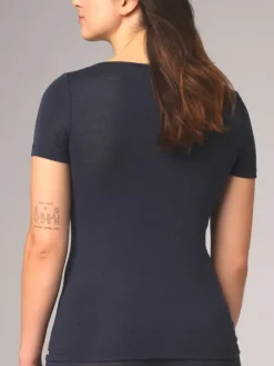 Wolle-Seide Tops|Tops Mit Spitze^comazo | earth Wolle-Seide T-SHIRT 2703 mit Spitze comazo|earth camel beige oder dunkelblau