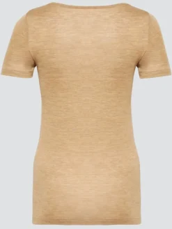 Wolle-Seide Tops|Tops Mit Spitze^comazo | earth Wolle-Seide T-SHIRT 2703 mit Spitze comazo|earth camel beige oder dunkelblau