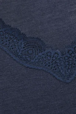 Wolle-Seide Tops|Tops Mit Spitze^comazo | earth Wolle-Seide T-SHIRT 2703 mit Spitze comazo|earth camel beige oder dunkelblau